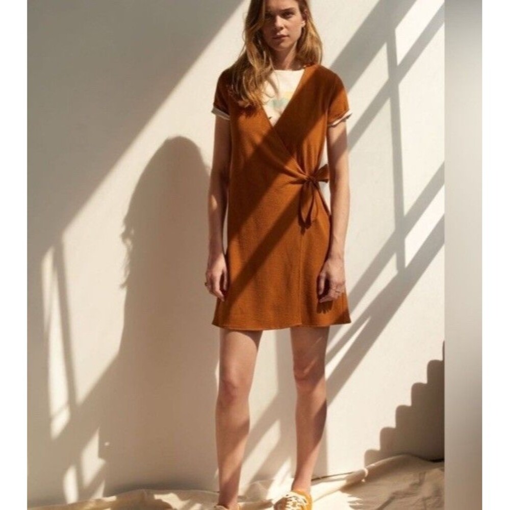 Madewell Texture & Thread Short-Sleeve Side-Tie Dress Sz XS
